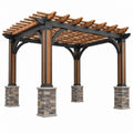 Pergola aus Holz und Metall in Steinoptik, 300x300x260 cm, für den Außenbereich, von Furniaurelia.