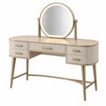 Moderner Schminktisch aus Holzwerkstoff in Beige mit Spiegel und Schubladen, 120x50x145 cm, von Furniaurelia