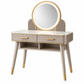 Beiger und goldener Schminktisch von Furniaurelia mit Spiegel und Schubladen, Maße 100 x 45 x 150 cm, elegantes Design